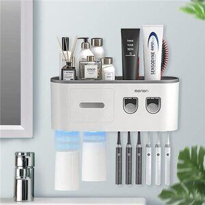 Toothbrush Holders Wall Mounted Automatic Toothpaste Dispensers